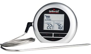 En grilltermometer i silver