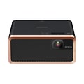 En hemmabio-projektor från Epson i svart färg med rose/guldig ram på framsidan. 
