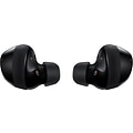 Trådlösa in-ear hörlurar från Samsung Galaxy Buds Plus i svart färg med vit bakgrund. 