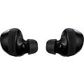 Trådlösa in-ear hörlurar från Samsung Galaxy Buds Plus i svart färg med vit bakgrund. 