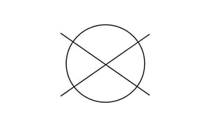 Symbol med två ringar och ett kryss över som föreställer kemtvätt. 