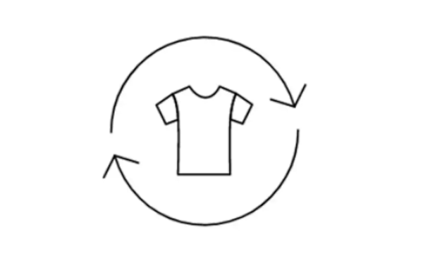 Symbol som föreställer en t-shirt med pilar i en ring runt. 