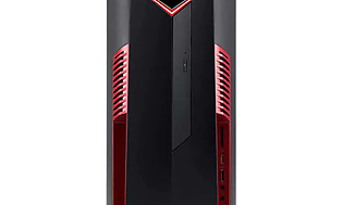Stor svart Acer Nitro speldator med röda detaljer på sidorna, vit bakgrund.