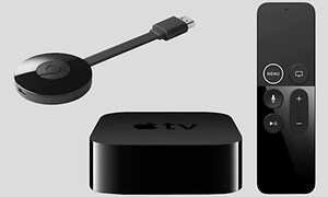 Chromecast och Apple TV med fjärrkontroll