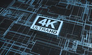 4K Ultra HD logga på ett rutnät.