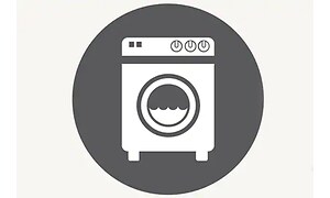 Illustration:  Rengöringssymbol -en  tvättmaskin.