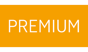 Texten premium illustrerat på orange bakgrund