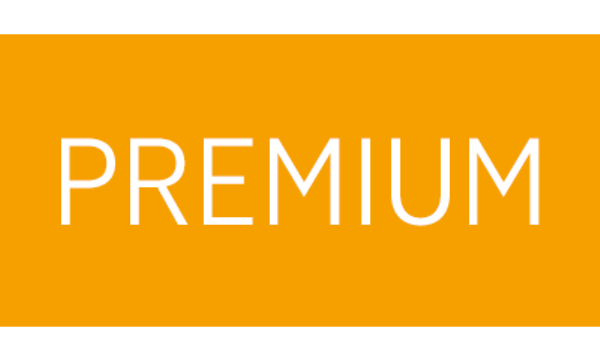 Texten premium illustrerat på orange bakgrund