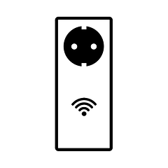 Svartvit symbol för Google Home anslutning, bilden föreställer ett eluttag och symbolen för WiFi. 