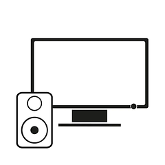 Svartvit symbol för Google Home multimedia, bilden föreställer en TV med anslutningsenhet. 