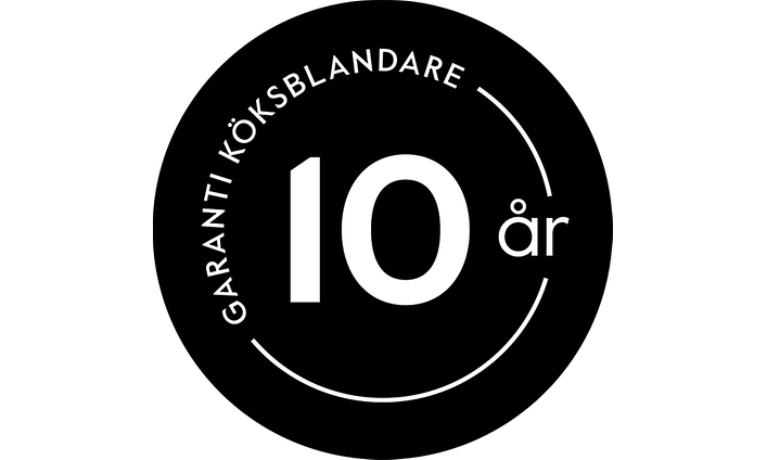 Ikon med texten 10 års garanti på köksblandare 