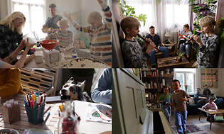 Fyra familjemotiv i en bild.