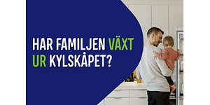 Elgiganten banner med texten "Har familjen växt ur kylskåpet?".