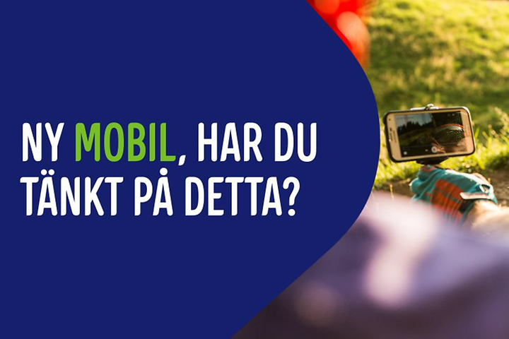 Elgiganten banner med texten "Ny mobil, har du tänkt på detta?".