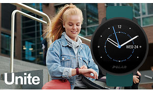 Polar - A Polar Unite smartwatch on the wrist of young woman