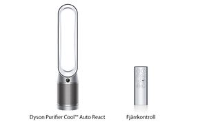 Dyson luftrenare och fjärrkontroll med svensk text under