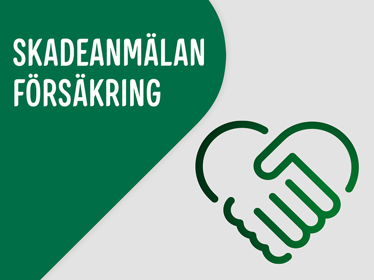 Anmäla försäkringsskador banner med texten "Skadeanmäla försäkring".
