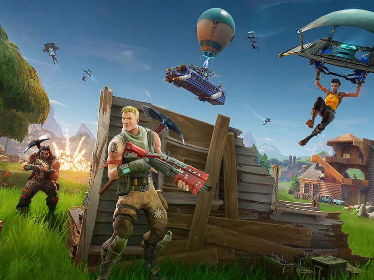 Screenshot från Fortnite med många olika saker som händer