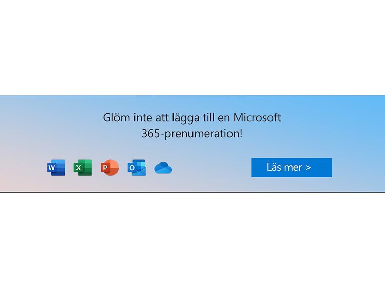 Glöm inte att lägga till en Microsoft 365-prenumeration!