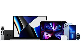 Flera produkter ur Apple-familjen.
