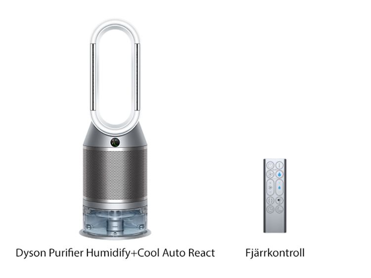 SDA  - Dyson Air Purifier - Dyson Humidify+Cool Auto React - Bild av det som är inkluderat i paketet med text på svenska