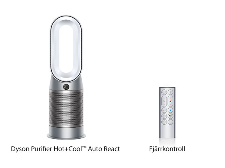 SDA  - Dyson Air Purifier - Dyson Hot+Cool Auto React - Bild av det som är inkluderat i paketet med svensk text under