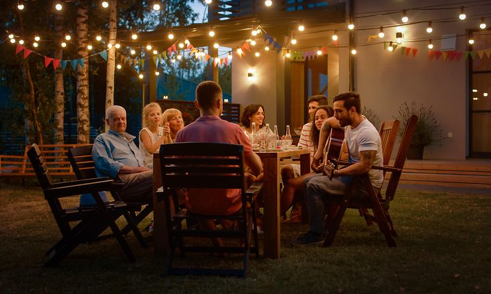 Family dinner outside