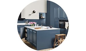Round image of an Epoq Blue-grey kitchen