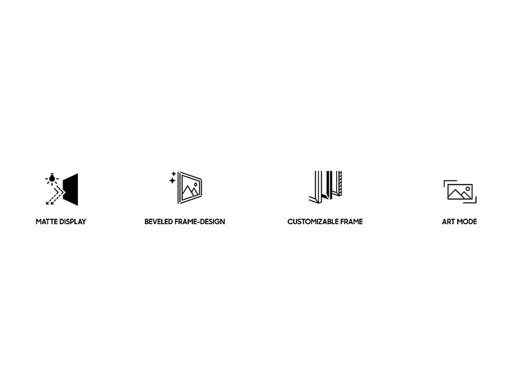 Samsung svarta ikoner mot vit bakgrund med enkla motiv och beskrivande text på engelska