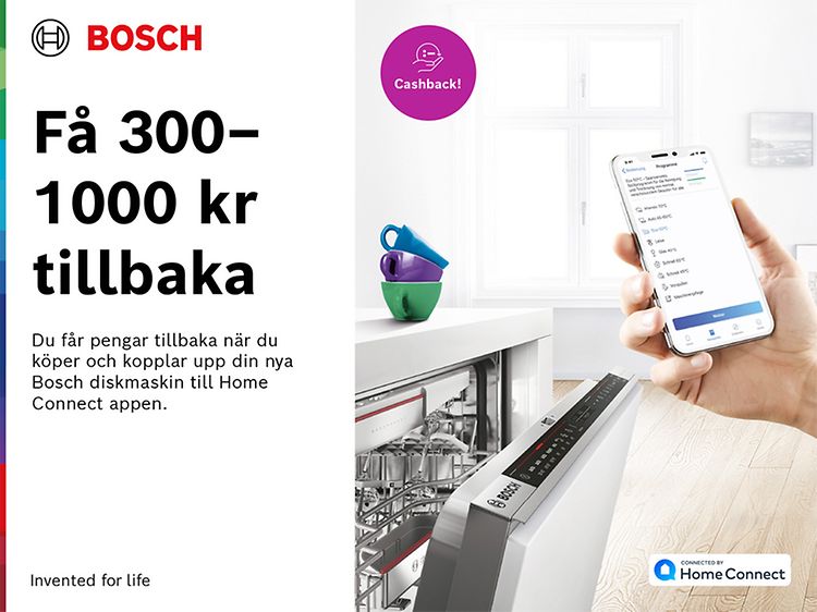 Bosch diskmaskin, smartphone och cashback-kampanj