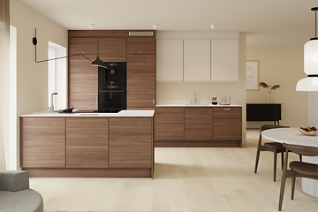 Ett Epoq Edge Walnut & Trend Warm White kök.