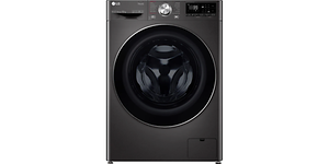 LG svart tvättmaskin produktbild.