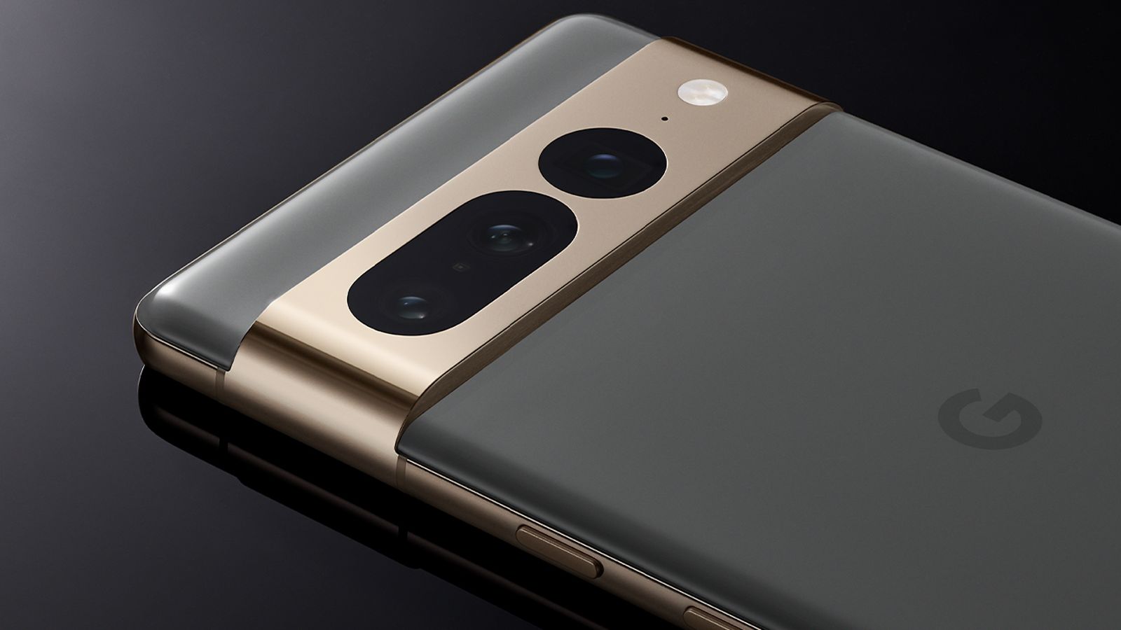 Google Pixel 7 Pro på en mörkgrå bakgrund