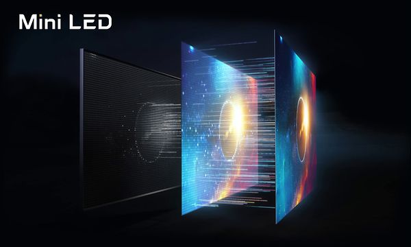 Mini LED med tre illustrerade skärmar där man ser bakgrundsbelysningen