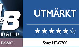 Sony HT-G700 - rekommendation från Ljud & Bild där det står UTMÄRKT och fem av sex stjärnor under