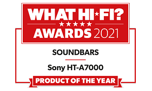 Hi-Fi Award 2021 med fem av fem stjärnor och texten Product of the year