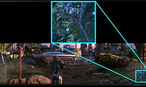 Samsung Neo QLED gaming-TV som visar en bild från ett spel med Super Ultrawide Game View