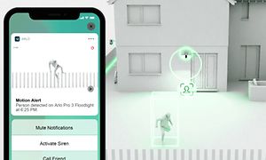 Rörelsevarning illustrerad och Arlo-app