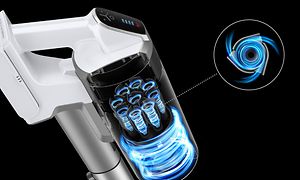 Illustration av kraftfulla men ändå lätta funktioner på Samsung Jet-dammsugaren