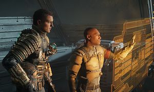 Screen shot of the Electronic Arts Dead Space game with the crew of USG Kellion