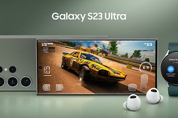 Samsung Galaxy S23 Ultra smartphone, Galaxy smartwatch and Galaxy Buds Pro