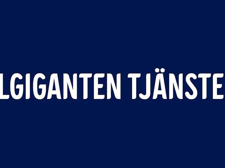 Elgiganten tjänster skrivet i vit text på blå bakgrund