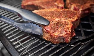 Meat on grill close-up