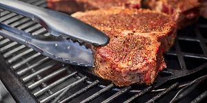 Meat on grill close-up