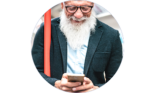 Man on train with mobile