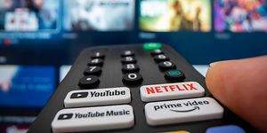 Remote in front of TV