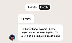 Exempel på en chatt i realtid med Liveöversättning