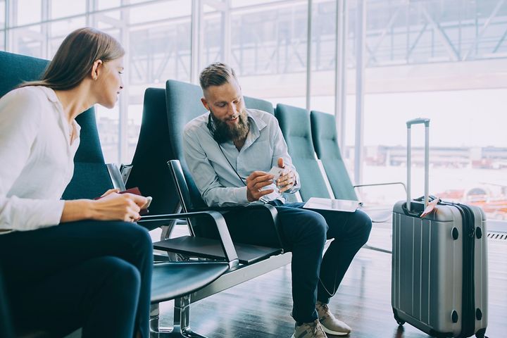 Man and woman in airport