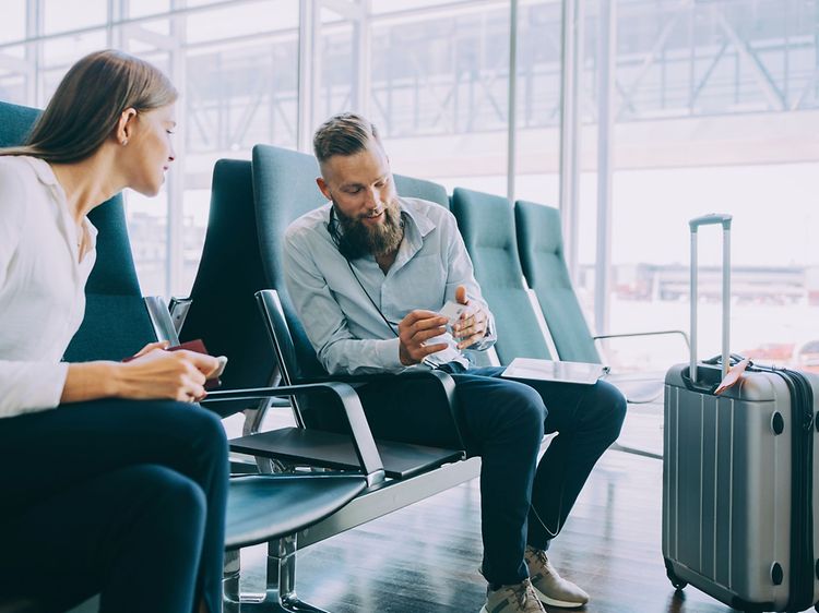 Man and woman in airport