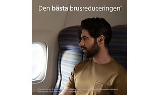 Man sitter på tåget med Sony WF-1000XM5